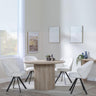 Bern Fluted Oak Effect 4 Seater Round Dining Set - 4 Ion Cream Velvet Fabric Swivel Dining Chair-5