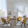 Bern Fluted Oak Effect 4 Seater Round Dining Set - 4 Ion Mustrad Velvet Fabric Swivel Dining Chair-4