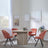 Bern Fluted Oak Effect 4 Seater Round Dining Set - 4 Ion Orange Velvet Fabric Swivel Dining Chair-3