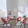 Bern Fluted Oak Effect 4 Seater Round Dining Set - 4 Ion Orange Velvet Fabric Swivel Dining Chair-3