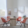 Bern Fluted Oak Effect 4 Seater Round Dining Set - 4 Ion Orange Velvet Fabric Swivel Dining Chair-3