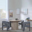 Bern Fluted Oak Effect 4 Seater Round Dining Set - 4 Kiefer Grey Boucle Fabric Dining Chair