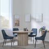 Bern Fluted Oak Effect 4 Seater Round Dining Set - 4 Peyton Blue Fabric Dining Chair-2