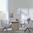 Bern Fluted Oak Effect 4 Seater Round Dining Set - 4 Theo Grey Fabric Swivel Dining Chair-2