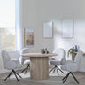 Bern Fluted Oak Effect 4 Seater Round Dining Set - 4 Theo Grey Fabric Swivel Dining Chair-2