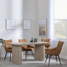 Bern Fluted Oak Effect Dining Set - Ace Orange Fabric Swivel Dining Chair-3