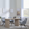 Bern Fluted Oak Effect Dining Set - Arctic Grey Velvet Fabric Swivel Dining Chair-3