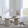 Bern Fluted Oak Effect Dining Set - Boden Cream Fabric Swivel Dining Chair-2