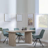 Bern Fluted Oak Effect Dining Set - Boden Green Fabric Swivel Dining Chair-4