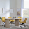 Bern Fluted Oak Effect Dining Set - Boden Yellow Fabric Swivel Dining Chair-3