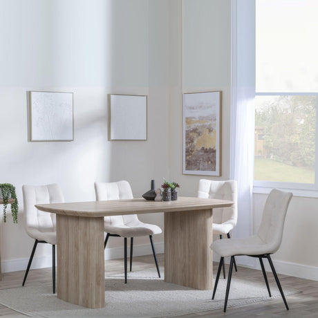 Bern Fluted Oak Effect Dining Set - Corona Beige Fabric Chairs-3