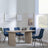 Bern Fluted Oak Effect Dining Set - Corona Blue Fabric Chairs-5