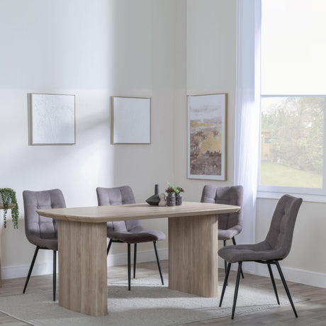 Bern Fluted Oak Effect Dining Set - Corona Camel Fabric Chairs-4