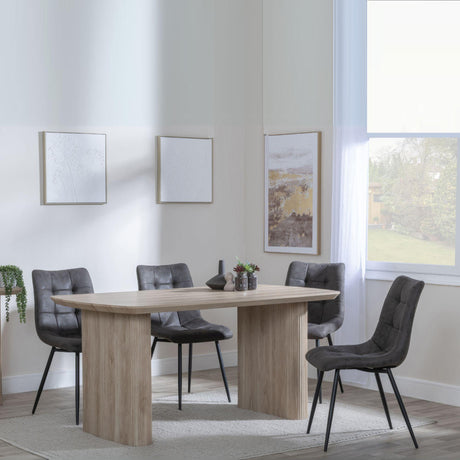 Bern Fluted Oak Effect Dining Set - Corona Grey Fabric Chairs-9