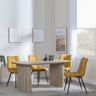 Bern Fluted Oak Effect Dining Set - Corona Yellow Fabric Chairs-2