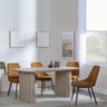 Bern Fluted Oak Effect Dining Set - Darwin Orange Fabric Dining Chair-4