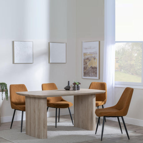 Bern Fluted Oak Effect Dining Set - Darwin Orange Fabric Dining Chair-3
