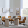 Bern Fluted Oak Effect Dining Set - Darwin Orange Fabric Dining Chair-3