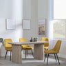 Bern Fluted Oak Effect Dining Set - Darwin Yellow Fabric Dining Chair-2