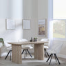 Bern Fluted Oak Effect Dining Set - Ion Cream Velvet Fabric Swivel Dining Chair-5