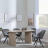 Bern Fluted Oak Effect Dining Set - Ion Dark Grey Velvet Fabric Swivel Dining Chair-2