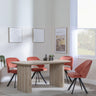 Bern Fluted Oak Effect Dining Set - Ion Orange Velvet Fabric Swivel Dining Chair-3