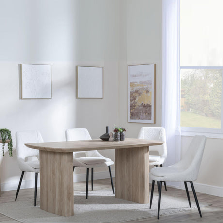 Bern Fluted Oak Effect Dining Set - Peyton Cream Fabric Dining Chair-4