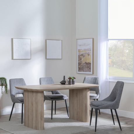 Bern Fluted Oak Effect Dining Set - Peyton Grey Fabric Dining Chair-2
