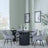 Bern Fluted Black 4 Seater Round Dining Set - 4 Ace Grey Fabric Swivel Dining Chair-2