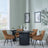 Bern Fluted Black 4 Seater Round Dining Set - 4 Ace Orange Fabric Swivel Dining Chair-3