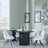 Bern Fluted Black 4 Seater Round Dining Set - 4 Arctic Cream Velvet Fabric Swivel Dining Chair-4