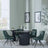 Bern Fluted Black 4 Seater Round Dining Set - 4 Arctic Green Velvet Fabric Swivel Dining Chair-2