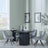 Bern Fluted Black 4 Seater Round Dining Set - 4 Arctic Grey Velvet Fabric Swivel Dining Chair-3