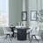 Bern Fluted Black 4 Seater Round Dining Set - 4 Boden Cream Fabric Swivel Dining Chair-2