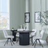Bern Fluted Black 4 Seater Round Dining Set - 4 Boden Cream Fabric Swivel Dining Chair-2