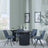 Bern Fluted Black 4 Seater Round Dining Set - 4 Boden Dark Grey Fabric Swivel Dining Chair-5