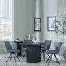 Bern Fluted Black 4 Seater Round Dining Set - 4 Boden Dark Grey Fabric Swivel Dining Chair-5