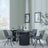 Bern Fluted Black 4 Seater Round Dining Set - 4 Boden Grey Fabric Swivel Dining Chair-6