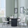 Bern Fluted Black 4 Seater Round Dining Set - 4 Corona Beige Fabric Chairs-3