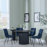 Bern Fluted Black 4 Seater Round Dining Set - 4 Corona Blue Fabric Chairs-5