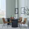 Bern Fluted Black 4 Seater Round Dining Set - 4 Corona Brown Fabric Chairs-8