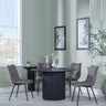 Bern Fluted Black 4 Seater Round Dining Set - 4 Corona Camel Fabric Chairs-4