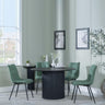 Bern Fluted Black 4 Seater Round Dining Set - 4 Corona Green Fabric Chairs-6