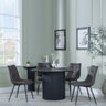 Bern Fluted Black 4 Seater Round Dining Set - 4 Corona Grey Fabric Chairs-9