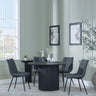 Bern Fluted Black 4 Seater Round Dining Set - 4 Corona Light Grey Fabric Chairs-7