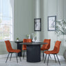 Bern Fluted Black 4 Seater Round Dining Set - 4 Corona Orange Fabric Chairs-2