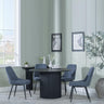 Bern Fluted Black 4 Seater Round Dining Set - 4 Darwin Dark Grey Fabric Dining Chair-5