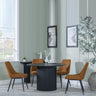 Bern Fluted Black 4 Seater Round Dining Set - 4 Darwin Orange Fabric Dining Chair-3