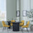 Bern Fluted Black 4 Seater Round Dining Set - 4 Darwin Yellow Fabric Dining Chair-2