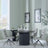 Bern Fluted Black 4 Seater Round Dining Set - 4 Diego Beige Leather Swivel Dining Chair-3
